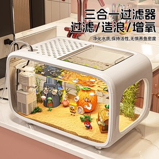 鱼缸过滤制氧一体机小型客厅2025新款桌面生态缸造景摆件金鱼缸用