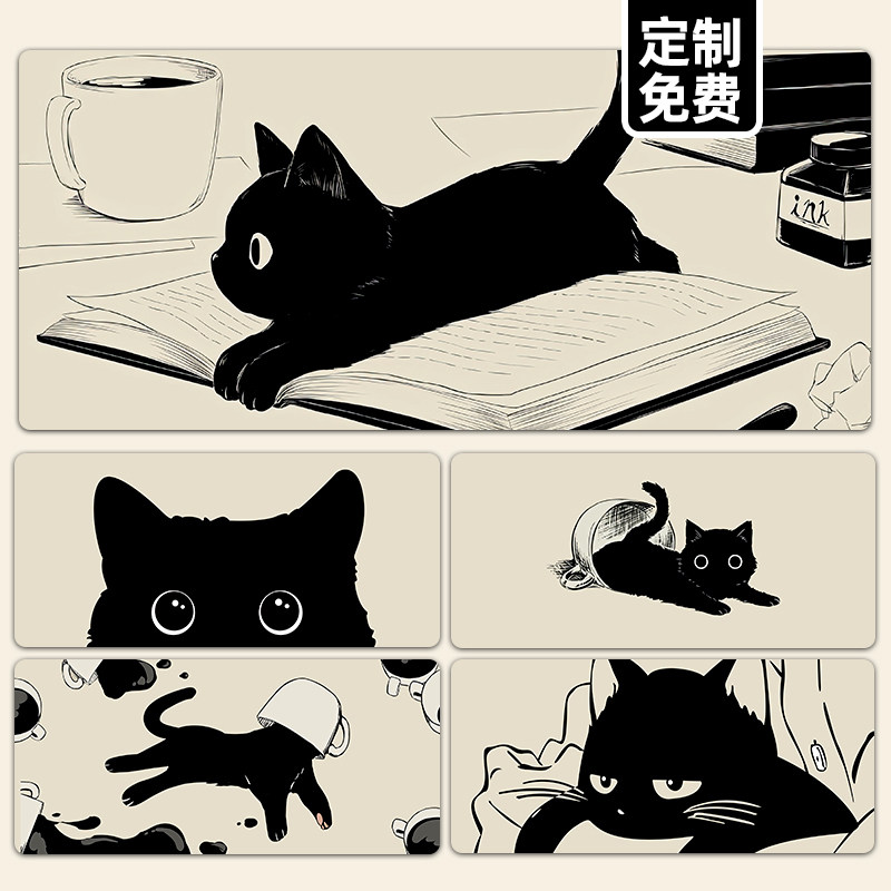 七叶草可爱猫咪卡通鼠标垫超大号