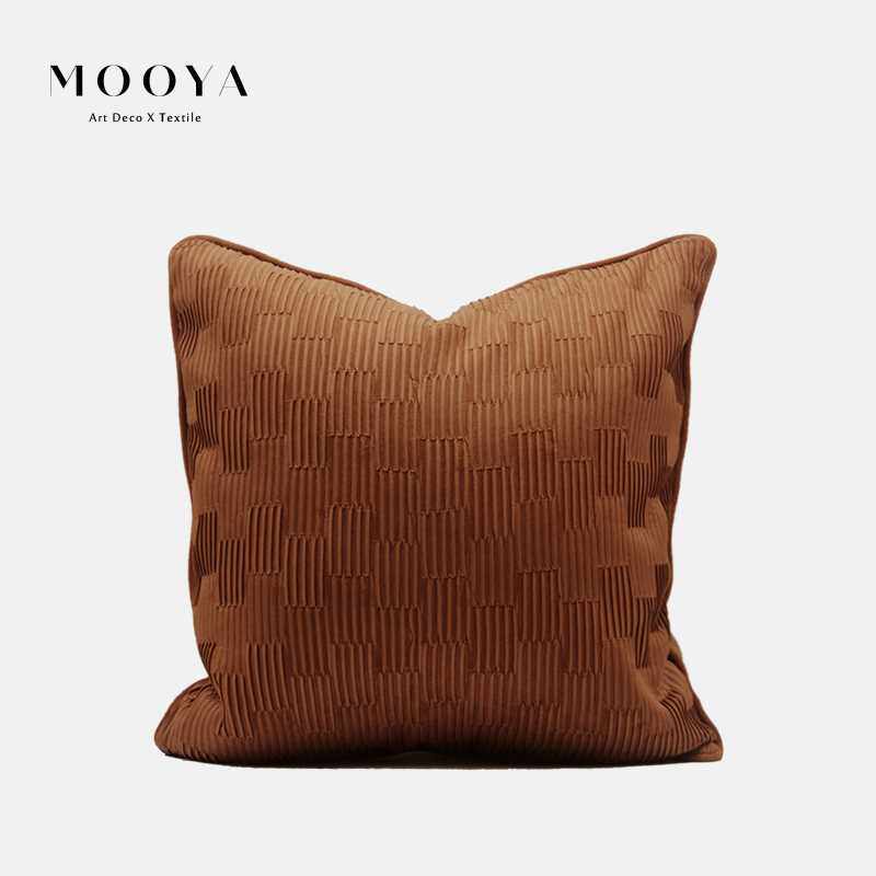 新款mooya现代轻奢橘橙色褶皱抱枕腰枕/酒店样板房沙发床靠包靠垫