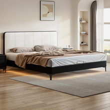 全友家居官方现代简约超薄床头床全实木齐边床小户型皮床轻奢极简