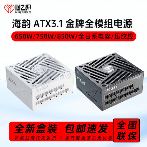 海韵FOCUS GX650 GX750 GX850 GX1000W ATX3.0峰睿金牌全模组电源