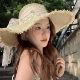 帽子女法式 气质蕾丝蝴蝶结大檐草帽户外防晒遮阳沙滩太阳帽出游帽