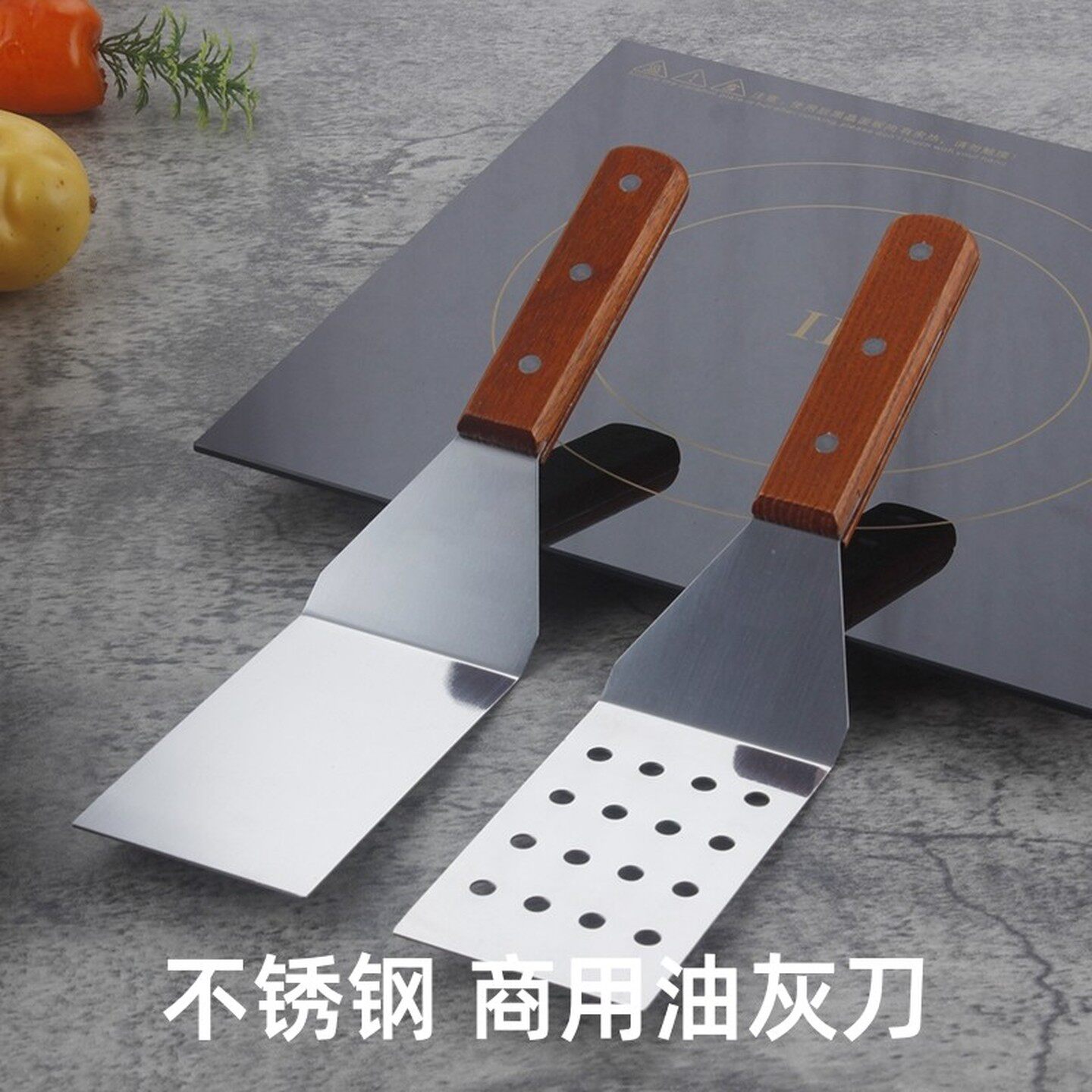 摆摊铁板烧铲子不锈钢煎铲商用油灰刀手抓饼商用扒铲料理铲炒冰铲