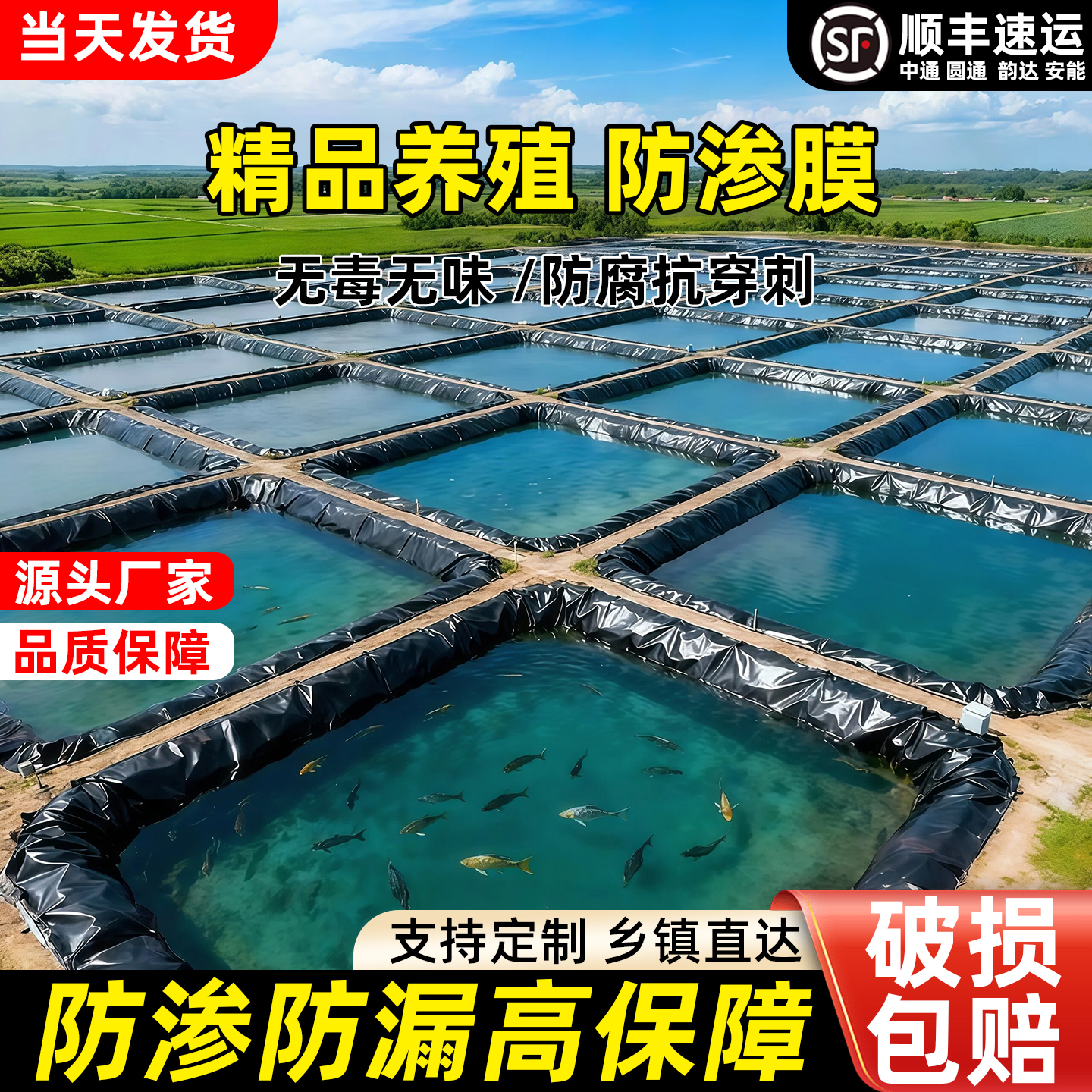 鱼塘防渗膜HDPE加厚黑色土工膜护坡养殖膜防水布虾鱼池藕池膜专用