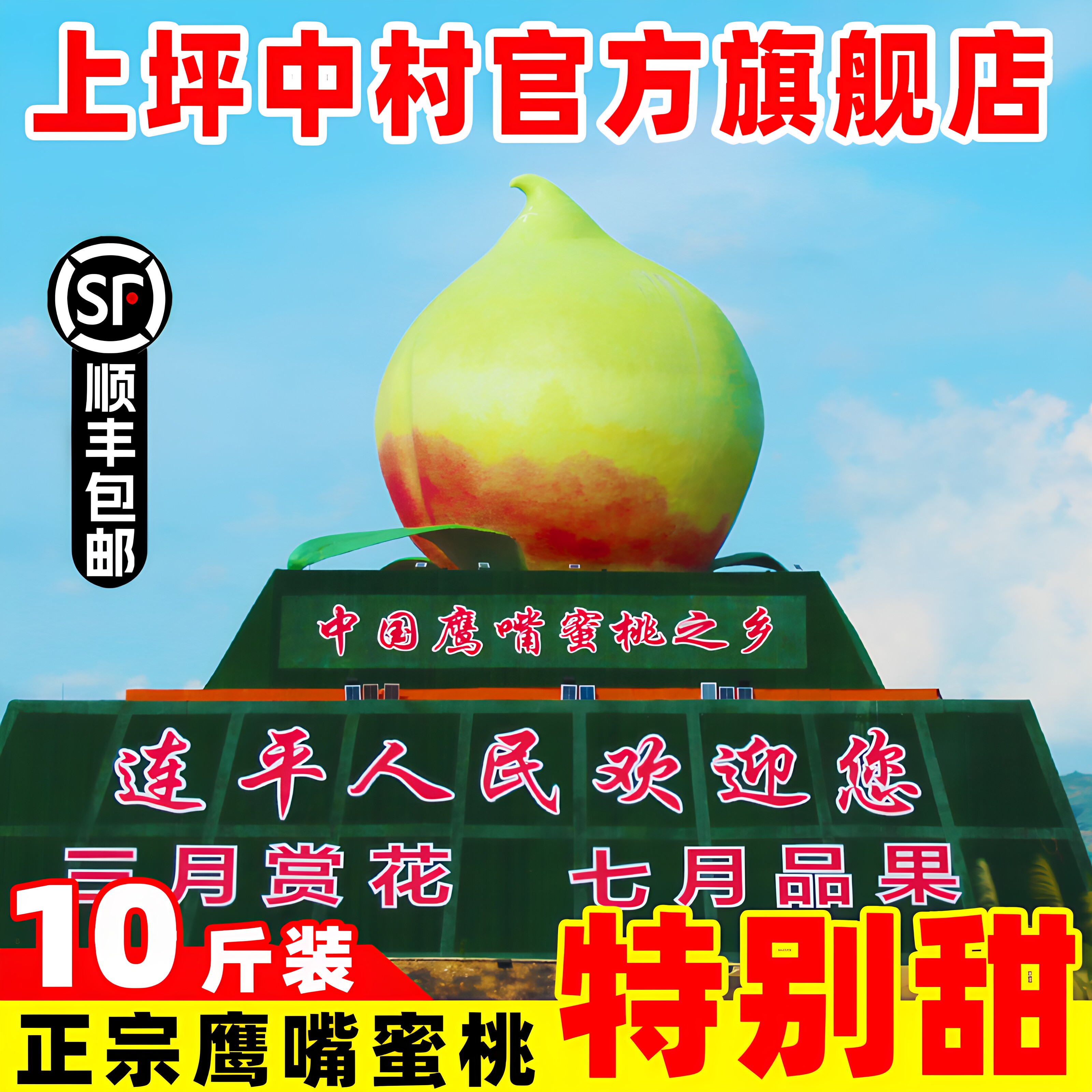 10斤上坪中村鹰嘴蜜桃新鲜采摘特大果河源脆桃子新鲜水果连平仓发
