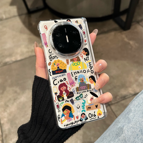 适用华为matex7手机壳抽象女孩