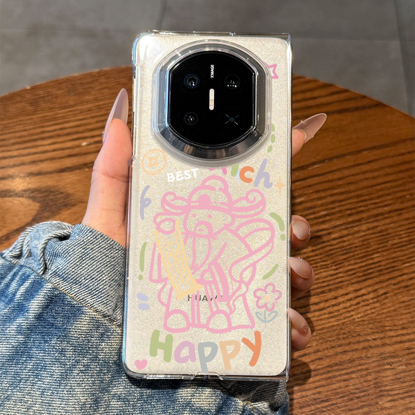 适用华为matex7涂鸦粉色财神爷