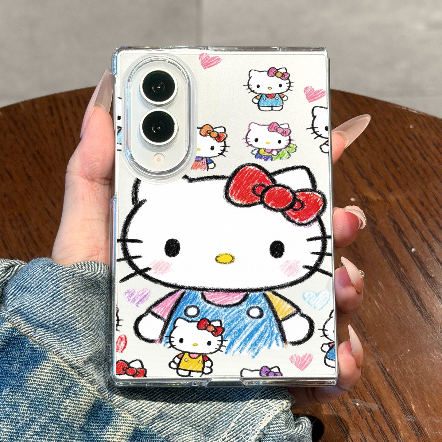 适用三星zfold8爱心涂鸦猫咪外壳图片