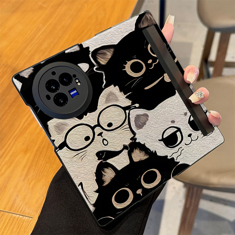 vivoxfold3黑白猫咪手机壳