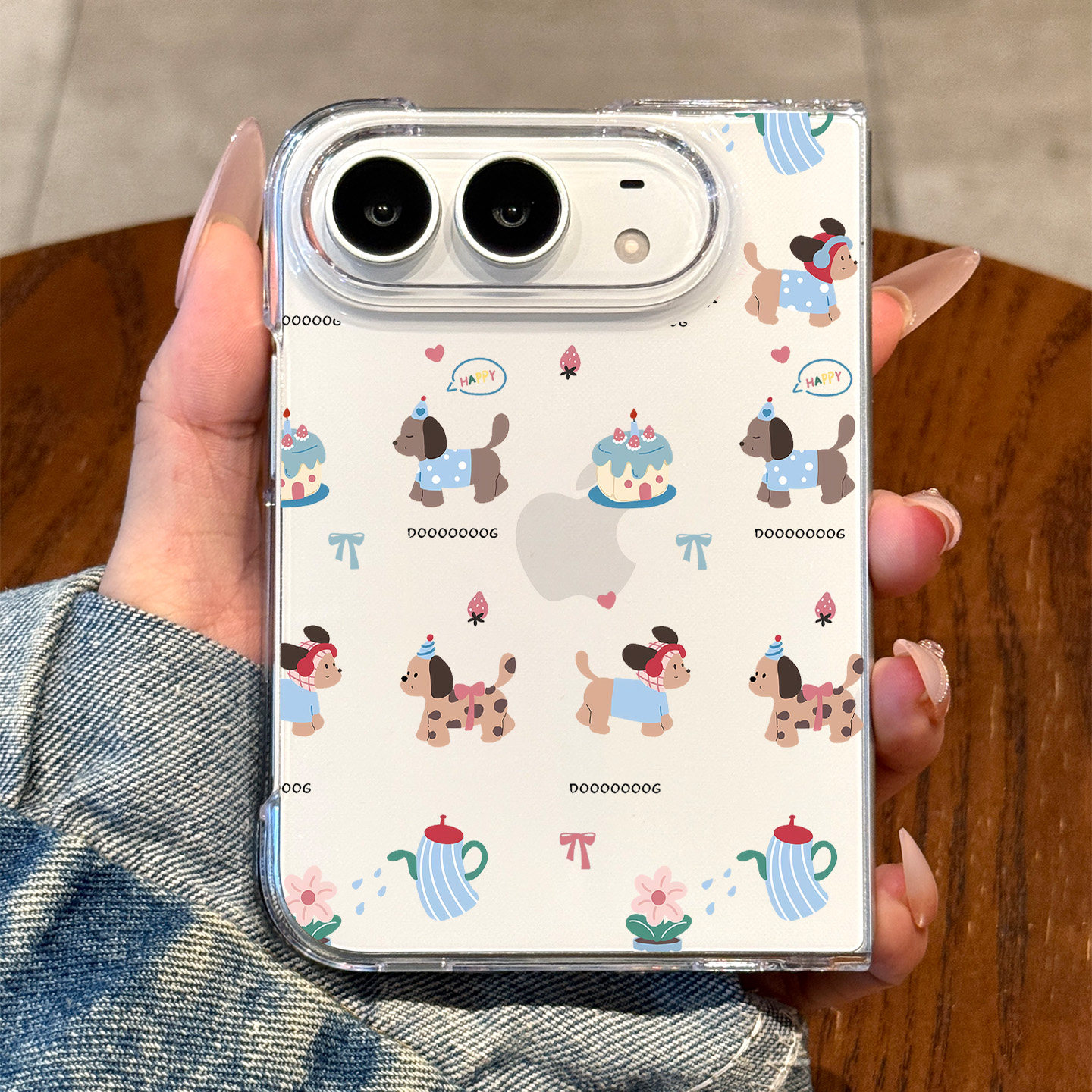 适用iphone duo手机壳新款苹果折叠屏保护套18duo高级感超薄透明超好看的duo花朵蛋糕腊肠狗全包防摔清新女款