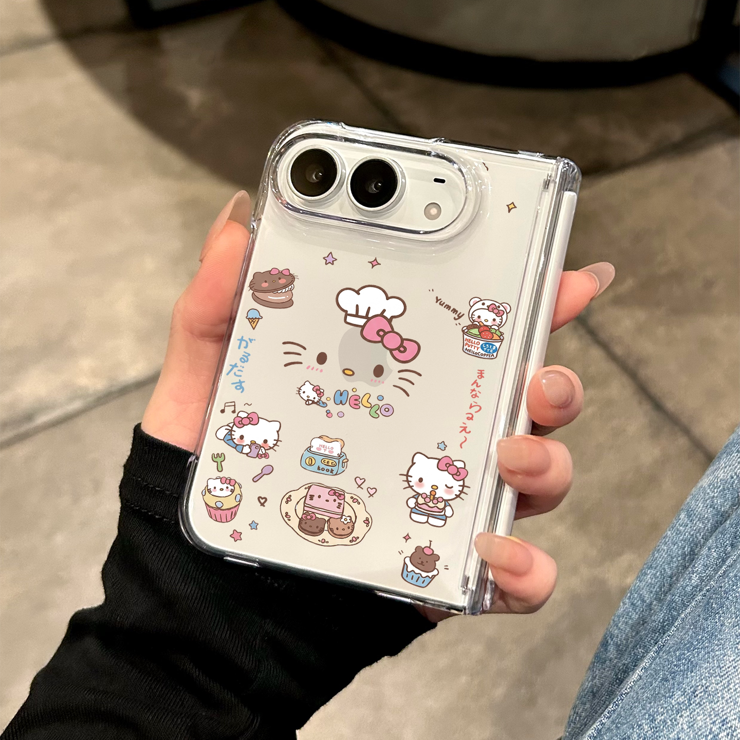 适用苹果折叠手机壳新款iphone duo高级感卡通KT猫18ultra可爱少女爆款18duo透明全包防摔18超薄折叠屏保护套