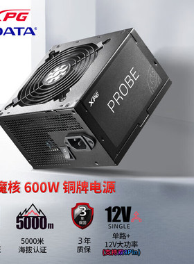 XPG威刚 魔核600W 台式电脑电源铜牌智能温控双8PIN节能低噪ATX