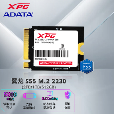威刚XPG翼龙S55 SSD固态硬盘2230迷你笔记本台式电脑游戏掌机扩容