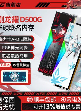 威刚XPG D500G华硕ROG姬吹雪联名DDR5内存条RGB套装灯条16/32/64G