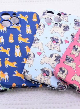 适用于iphone13保护壳可爱动物tpu苹果12pro软胶狗狗13pro全包卡通13mini王者14花卉tpu个性15promax男女创意