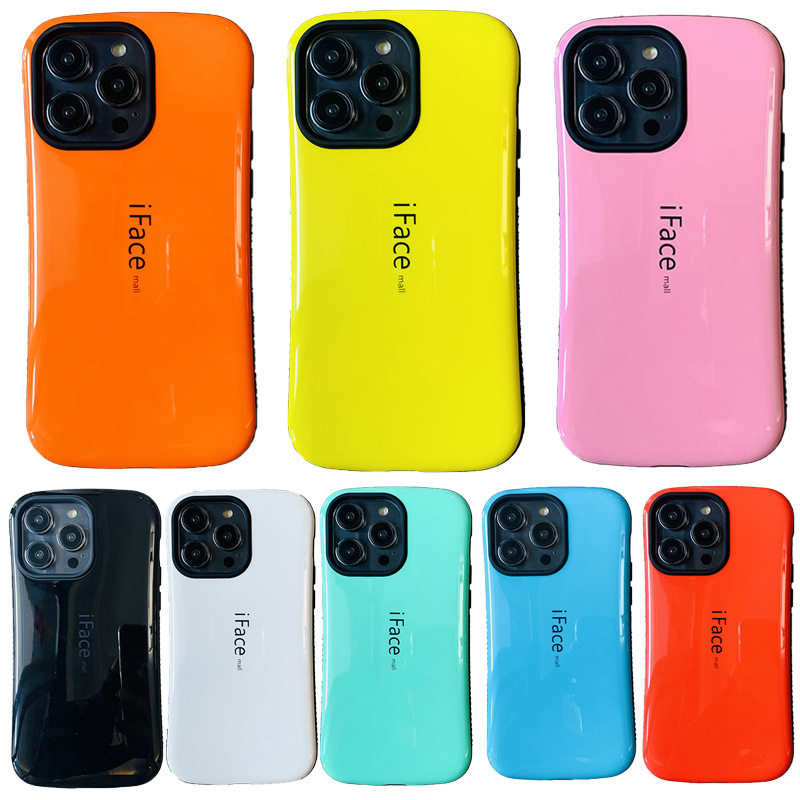 适用iphone16手机壳iface简约15promax手机壳光面12mini波点防滑边苹果x手机套xr/11/12/1