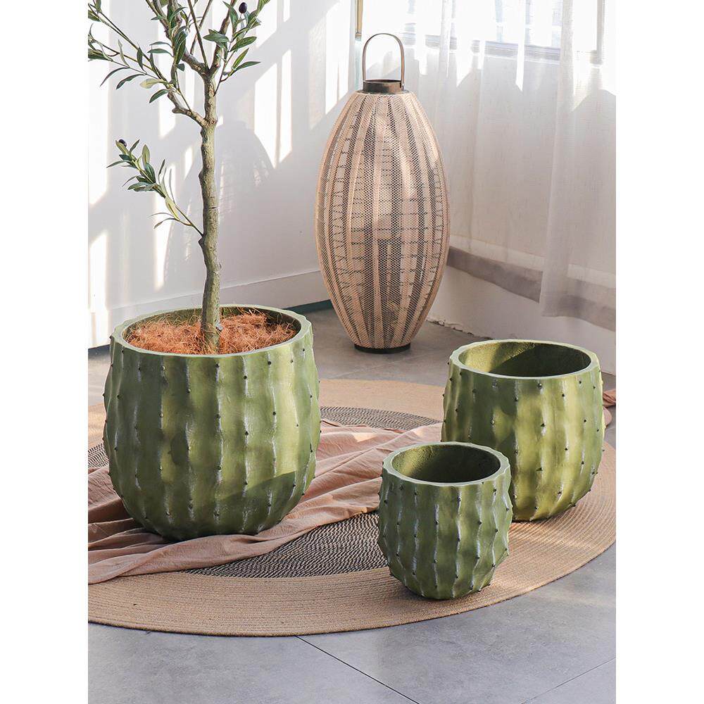 北欧风仙人掌造型镁泥大花盆大绿植盆栽花园景观摆件商场橱窗装饰