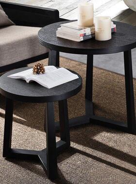 斯堪的纳维亚实木圆角桌黑色无障碍豪华现代简约客厅沙发多功能小