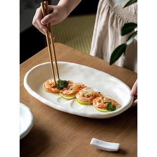 砀山记纯色陶瓷大盘子加深蒸鱼盘子椭圆形家用大盘子寿司盘子甜点