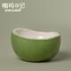 嗷呜日记半个椰子陶瓷猫碗釉下彩大口径宠物碗防黑下巴保护颈椎