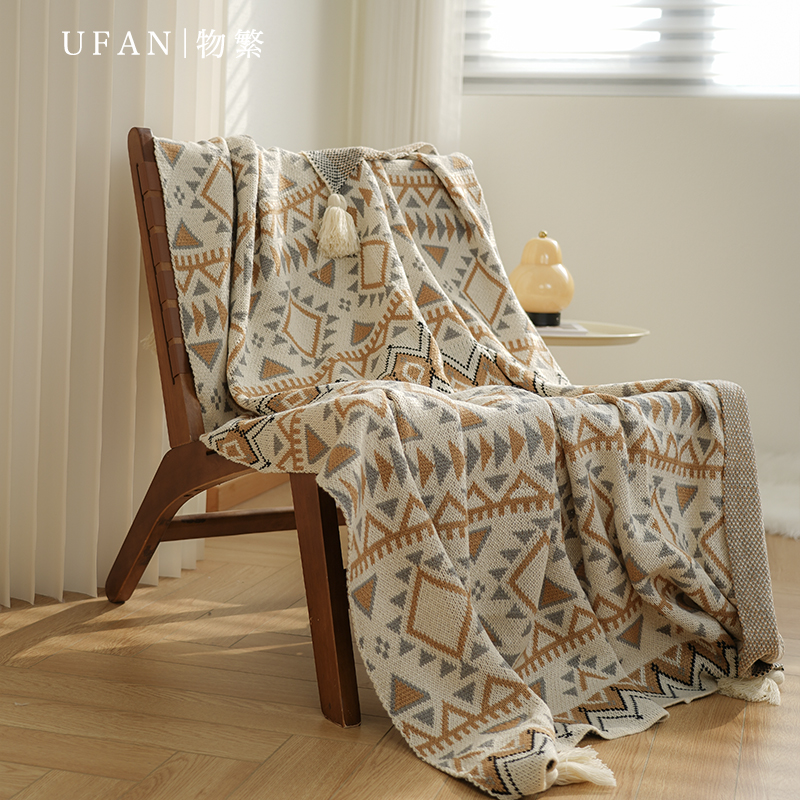 物繁春夏空调毯针织毯子波西米亚