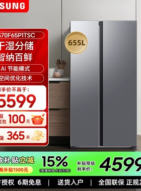三星 AI神5系655L冰箱双开门大容量对开门变频风,冷无霜国家补贴