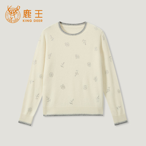 鹿王100%山羊绒秋冬女款羊绒衫