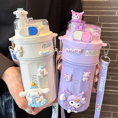 新款2023高颜值保温杯女生316不锈钢水杯学生吸管杯子便携双饮杯