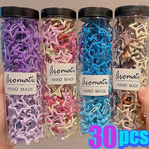 Y2K BB Solid Star Hairclips Girls Colorful Kawaii Star