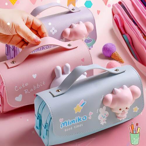 Cute Cat Decompression Pencil Case Big Pencil Box Portable 1