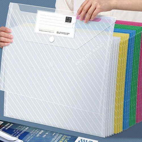 12pcs/set Color Transparent Plastic A5 Folders File Bag Docu