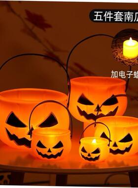 Halloween jack-o -lantern with lid pumpkin bucket candy jar