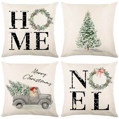 Christmas Pillow Covers 18x18 Set of 4 Farmhouse Decoration