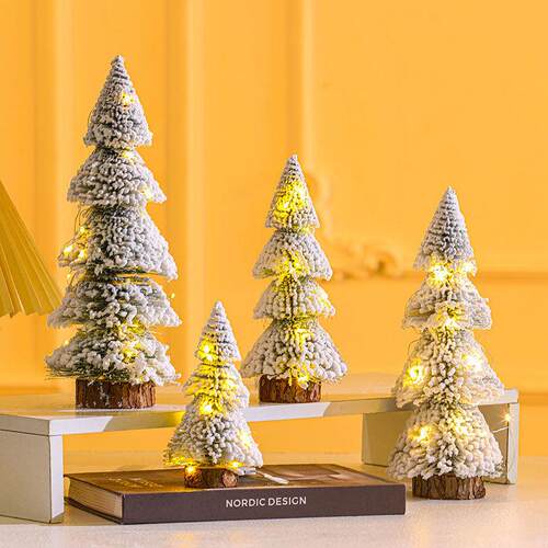 Tower flocking cedar tree Christmas tree ornament桌面圣诞树