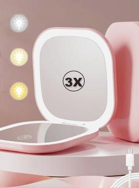 Compact Led Makeup Mirror With Light 1X/3X Magnifying Pocket