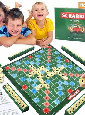 Scrabble Board Puzzles Game Jigsaw-Words Spelling-Table Kids