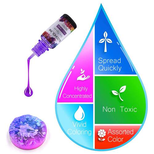 24 Colors/Set 10ML Epoxy Resin Pigment Kit Art Ink Alcohol L