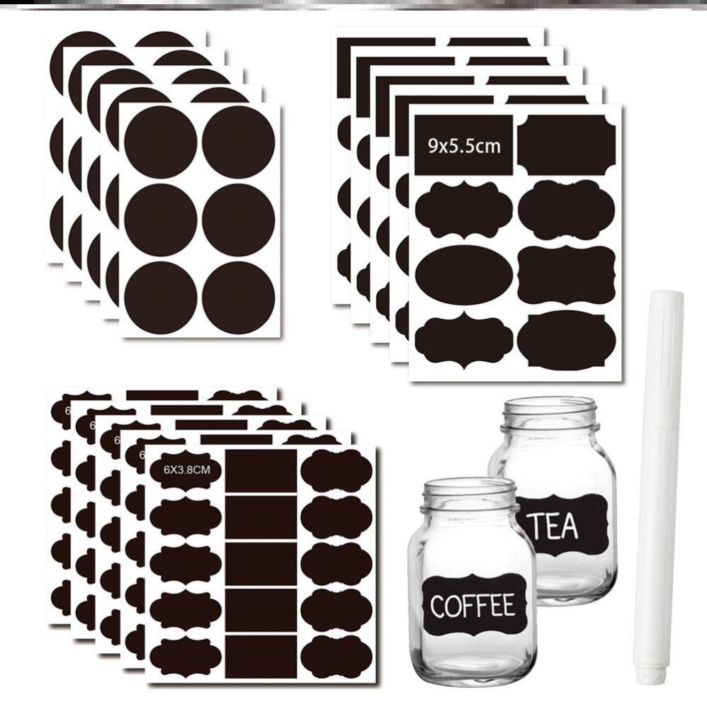 Set Chalkboard Labels Spice Sticker Organizer Labe黑色便签贴