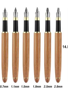 1PC Bamboo Calligraphy Art Fountain Pen Broad Stub Chisel-po