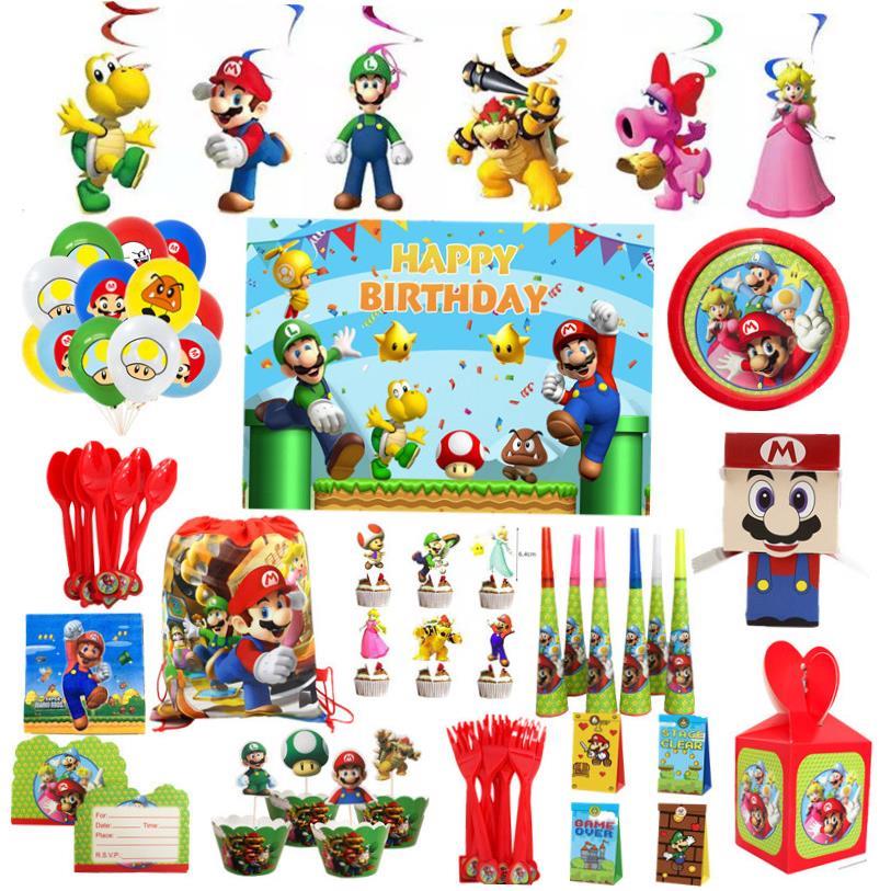Super Mario Theme Birthday Supplies Tablecloth Paper Plate