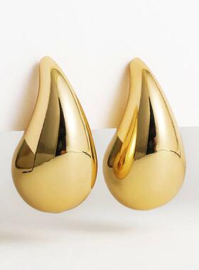 Vintage Gold Plated Chunky Dome Drop Earrings for Women Glos