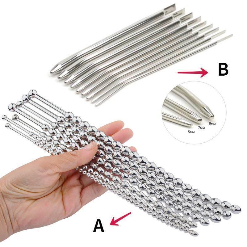 HotX Stainless Steel Curved/Smooth Urethral Plug Urethral Di - 实物图