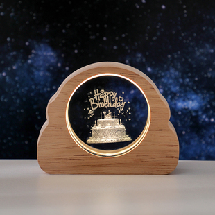 云朵木框水晶小夜灯创意生日礼物送女生闺蜜同学小众高级感元旦节