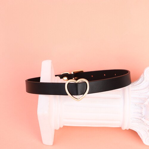大爱心金属黑皮choker锁骨链