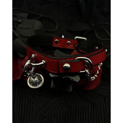 红黑撞色皮质铃铛choker项圈女