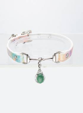 新中式渐变幻彩绿玉吊坠锁骨链