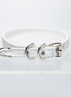 甜酷辣妹蛇纹皮质双环项圈