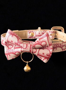 复古轻奢老花蝴蝶结铃铛项圈