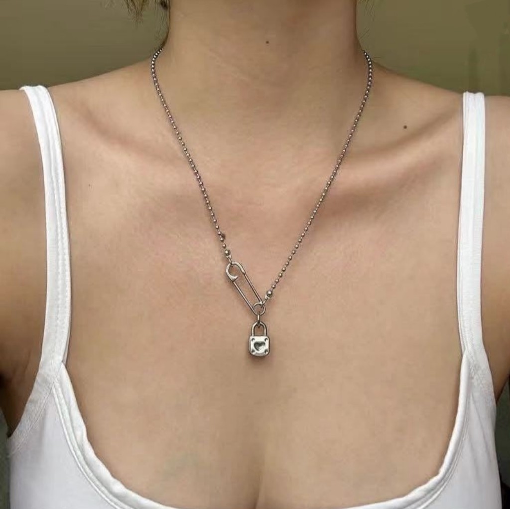 小众潮酷创意别针锁骨链女