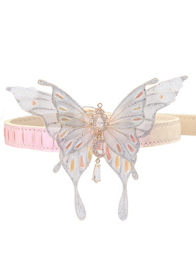 粉色渐变水钻真蛇皮项圈女